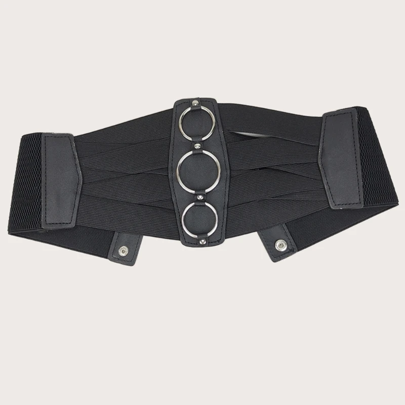 

Women Stretchy Belt with Buckle Elegant Wide Corset Stretch Rope Waist Belt
