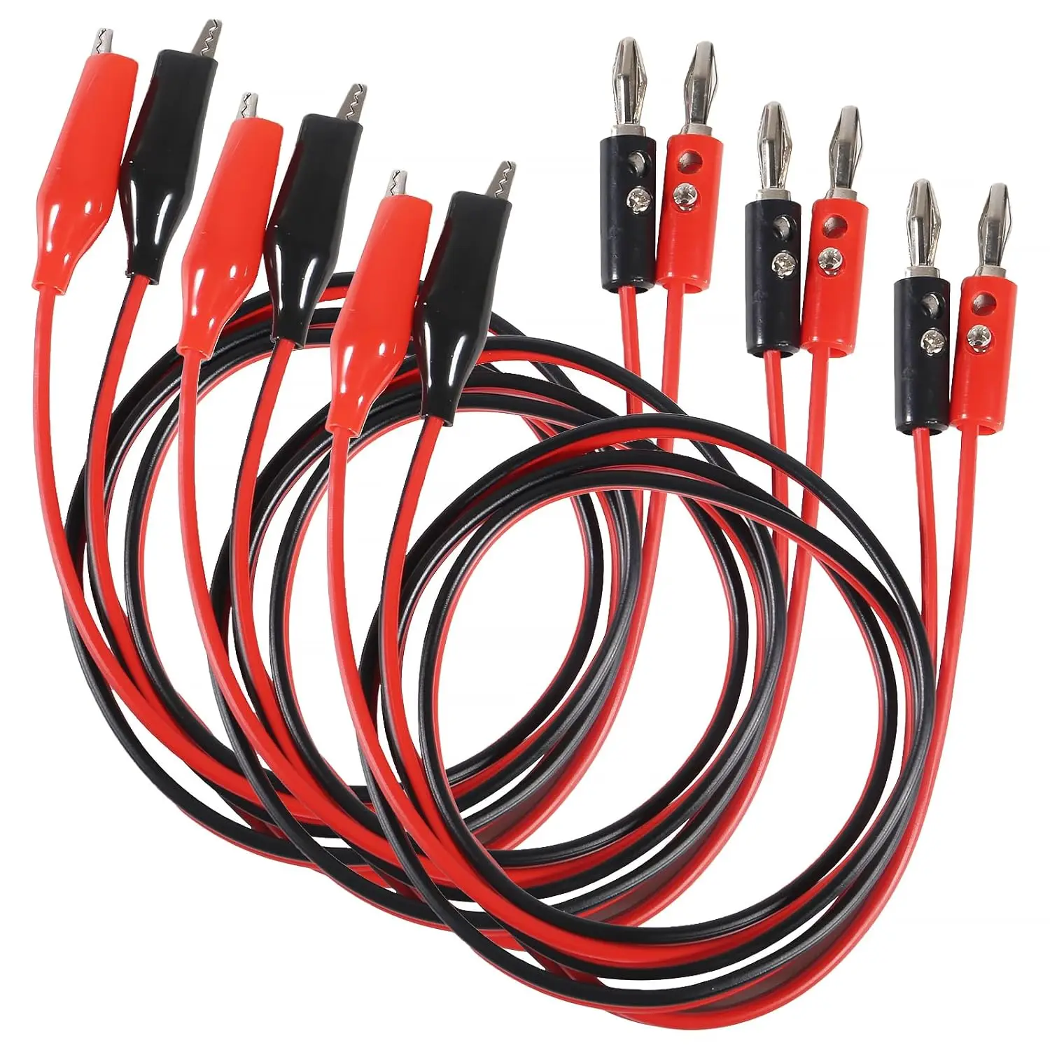 2/6pcs Banana Plug to Alligator Clip Test Lead Cable for Multi-Meter