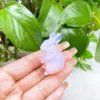 1.5"Rabbit Elf Natural Crystal statue Amethyst Clear Quartz Animal Craft Figurines Stone Carving Reiki Healing Home Garden Decor 2
