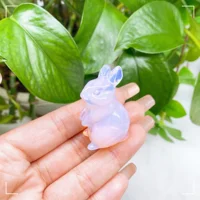1.5"Rabbit Elf Natural Crystal statue Amethyst Clear Quartz Animal Craft Figurines Stone Carving Reiki Healing Home Garden Decor 2