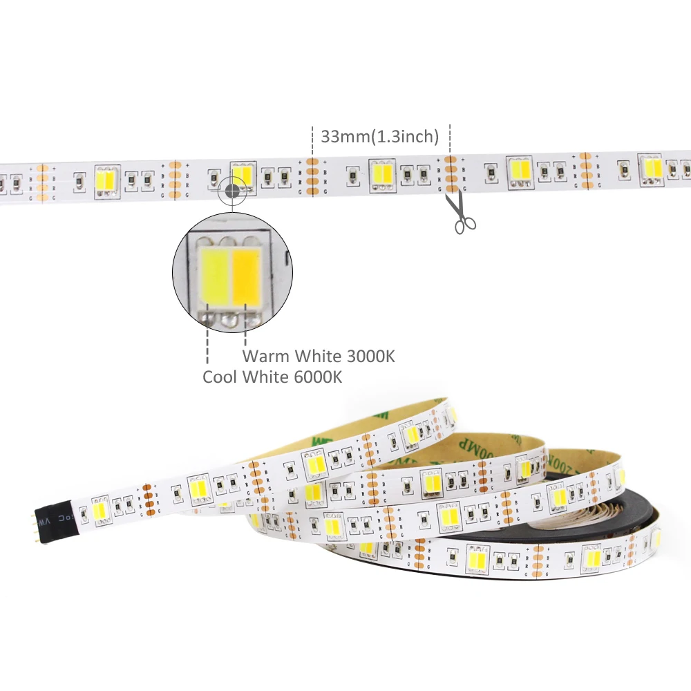 5V USB LED 조명 스트립 밝기 조절 SMD 5050 유연한 1M 2M 3M CCT LED 테이프, TV 거실 장식 조광기 스위치 포함