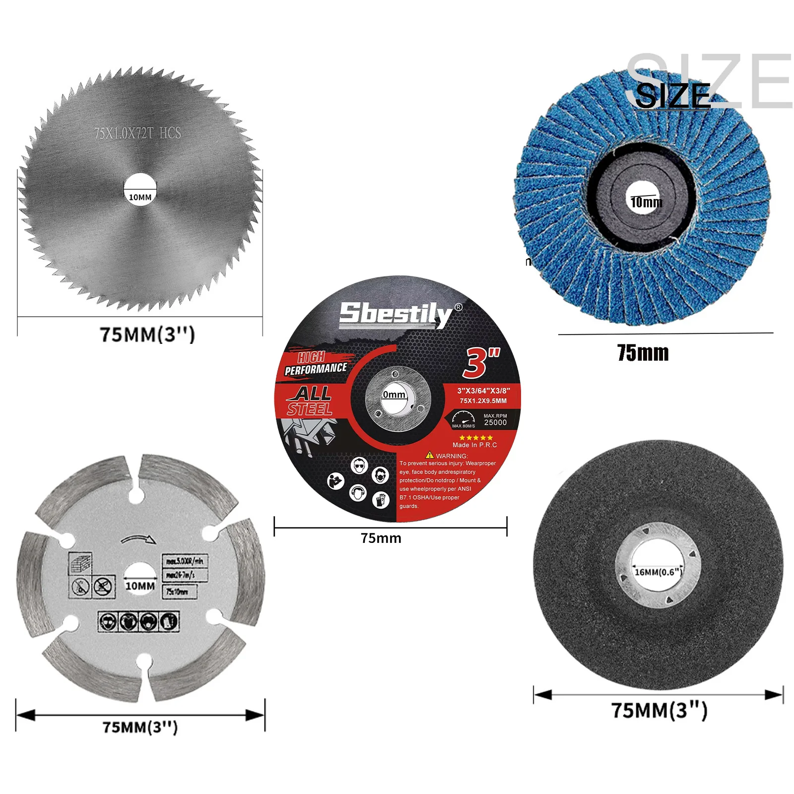 cutting disc saw blade 6pcs 75mm Wool Polishing Wheel Metal Cutting Disc Mini Circular Saw blade for Metal Wood Cutting Rust Removal Deburring Grinding