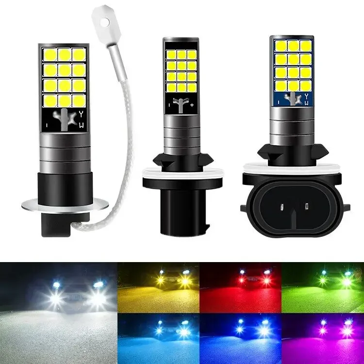 LED Fog Light LED Light 2 pcs Dual Color Fog Light H3 H27 881 880 Fog Lights Bulb 3030 24SMD Chassis Light