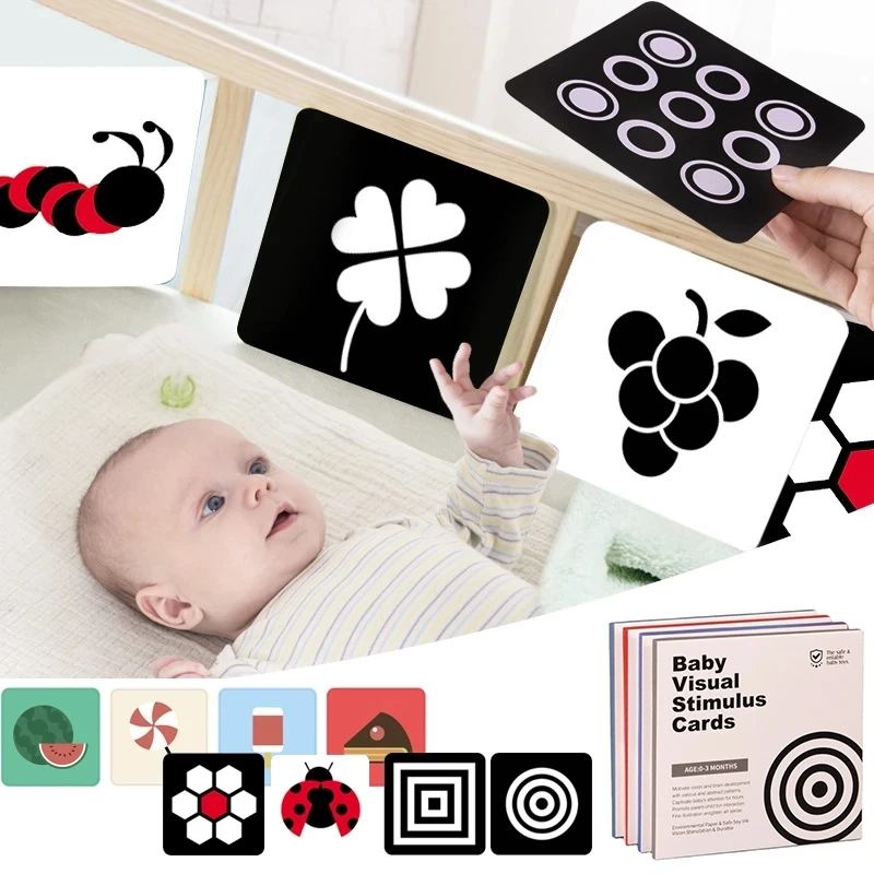 cartes pour bébé contraste et coloré montessori, éveil sensorielle