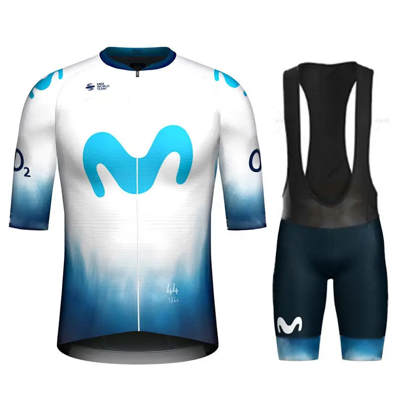 

Командная веломайка TDF Movistar 2023, комплект синей одежды с коротким рукавом, рубашки для дорожного велосипеда, костюм, велосипедные шорты с нагрудником, одежда для горного велосипеда
