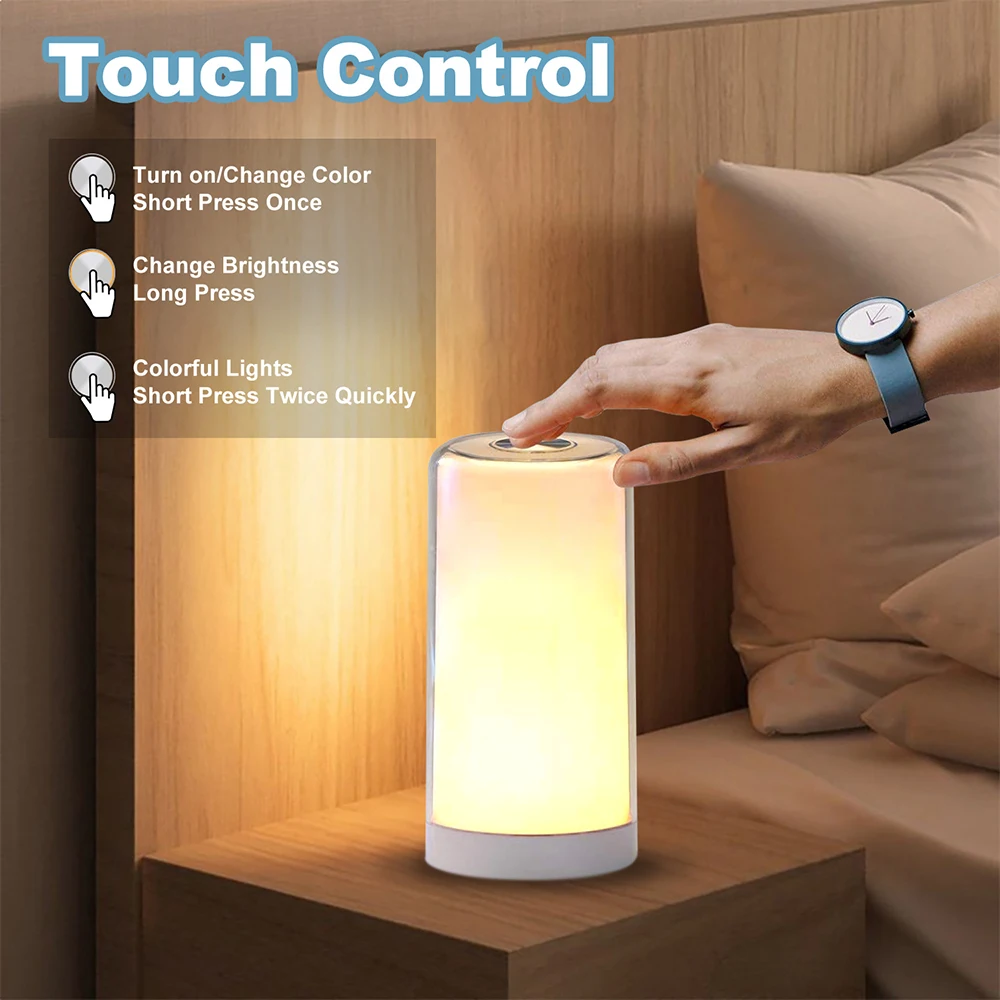 Milhões de Cores Lâmpada de Toque Candeeiro de Mesa Lâmpada de Cabeceira Luz da Noite Luz da Noite do Bebê Inteligente Temporizador Usb Estudo Interior Presente 16 Rgb Led 7 Home & Garden