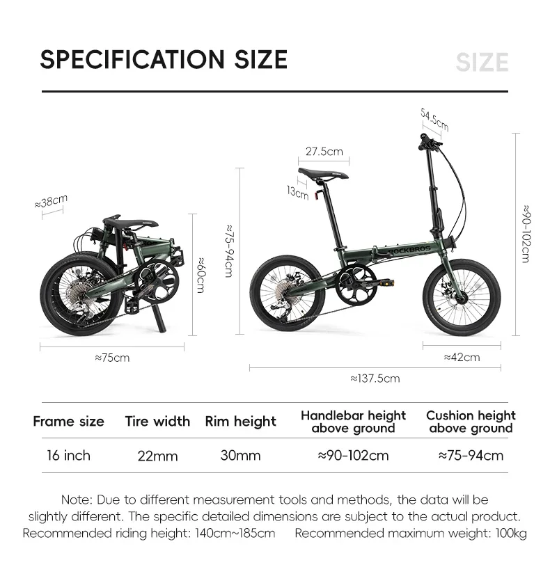 ROCKBROS 16" Urban Folding Bike - Agile 9-Speed Adventure - Image 6