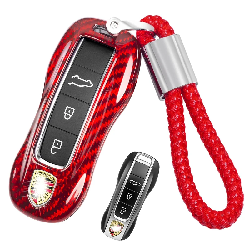 Custodia Protettiva Per Portachiavi In Vera Fibra Di Carbonio Per Porsche 2018-2023 911 Carrera Panamera Taycan Cayenne 918, Porsche Smart Key
