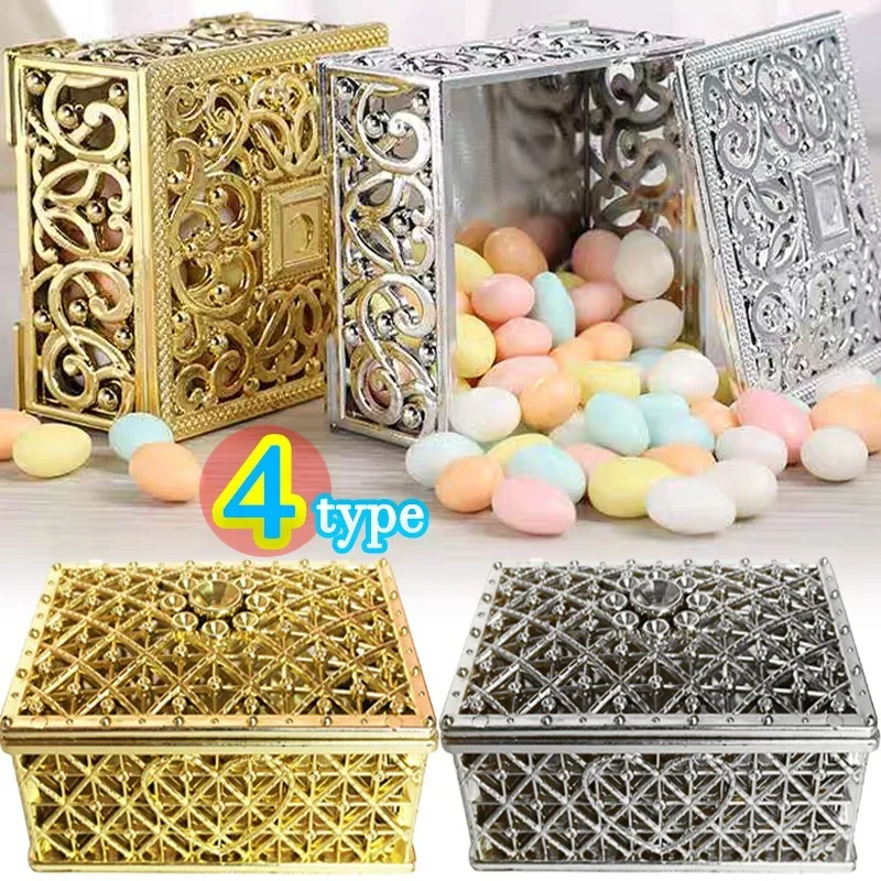 

Silver Plating Storage Boxes Retro Hollow Casket Gold Plated Treasure Box European Earring Bead Necklace Jewelry Packaging Case