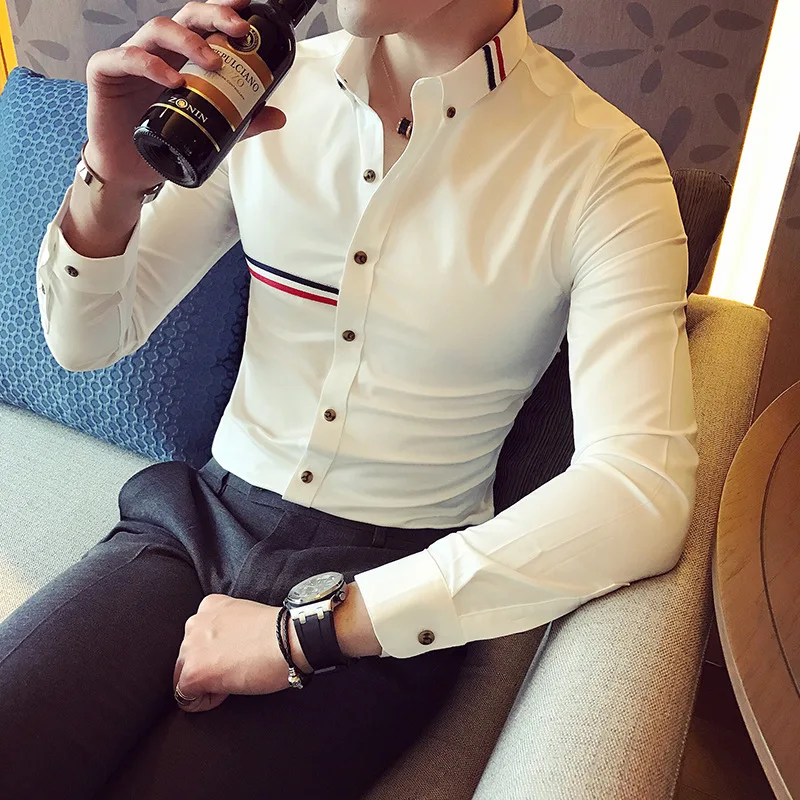 

Brand Clothing Male Spring High Quality Long Sleeve Shirts/Men's Slim Fit Lapel Leisure Shirts/Fashion Tops Plus Size