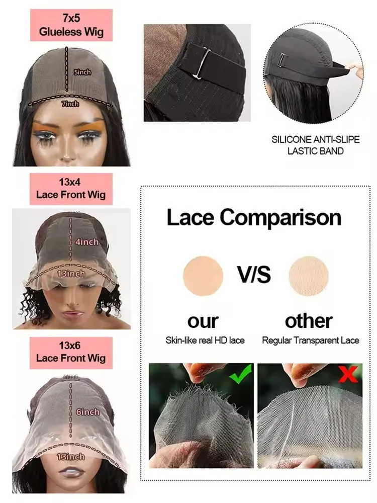 7x5 Wear Go Glueless Wig 30 40 Inches Deep Wave Frontal Wig 13x4 13x6 HD Curly Lace Front Human Hair Wigs Brazilian 300% Density view 6