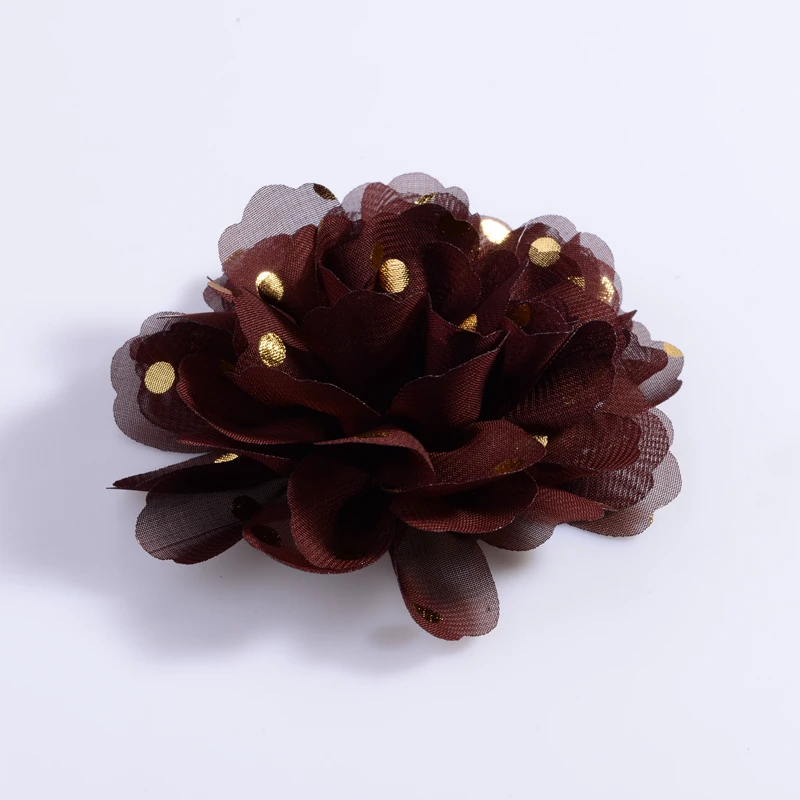 10 Stück 10 cm große dekorative Chiffon-Blumen für Hochzeiten, Verzierung, Stoffblumen mit goldenem Punkt für festliche und Partyzubehör – Detail 9