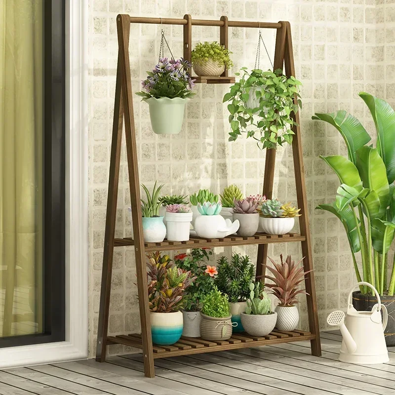 Wooden Flowers Plant Stand Indoor Patio Window Nordic Plant Stand Bedroom Adjustable Estanterias Para Plantas Balcony Furniture