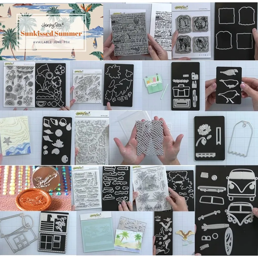 June New Summer Seaside Cutting Dies & Stamps & Stencil Scrapbook Diary Decoration Stencil Embossing Template DIY Greeting Card