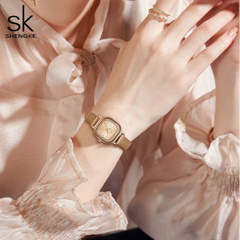 Shengke Fashion Design Golden Women's Quartz Wristwatches New Elegent Woman Watches Top Luxury Ladies Clock Reloj Mujer Montre