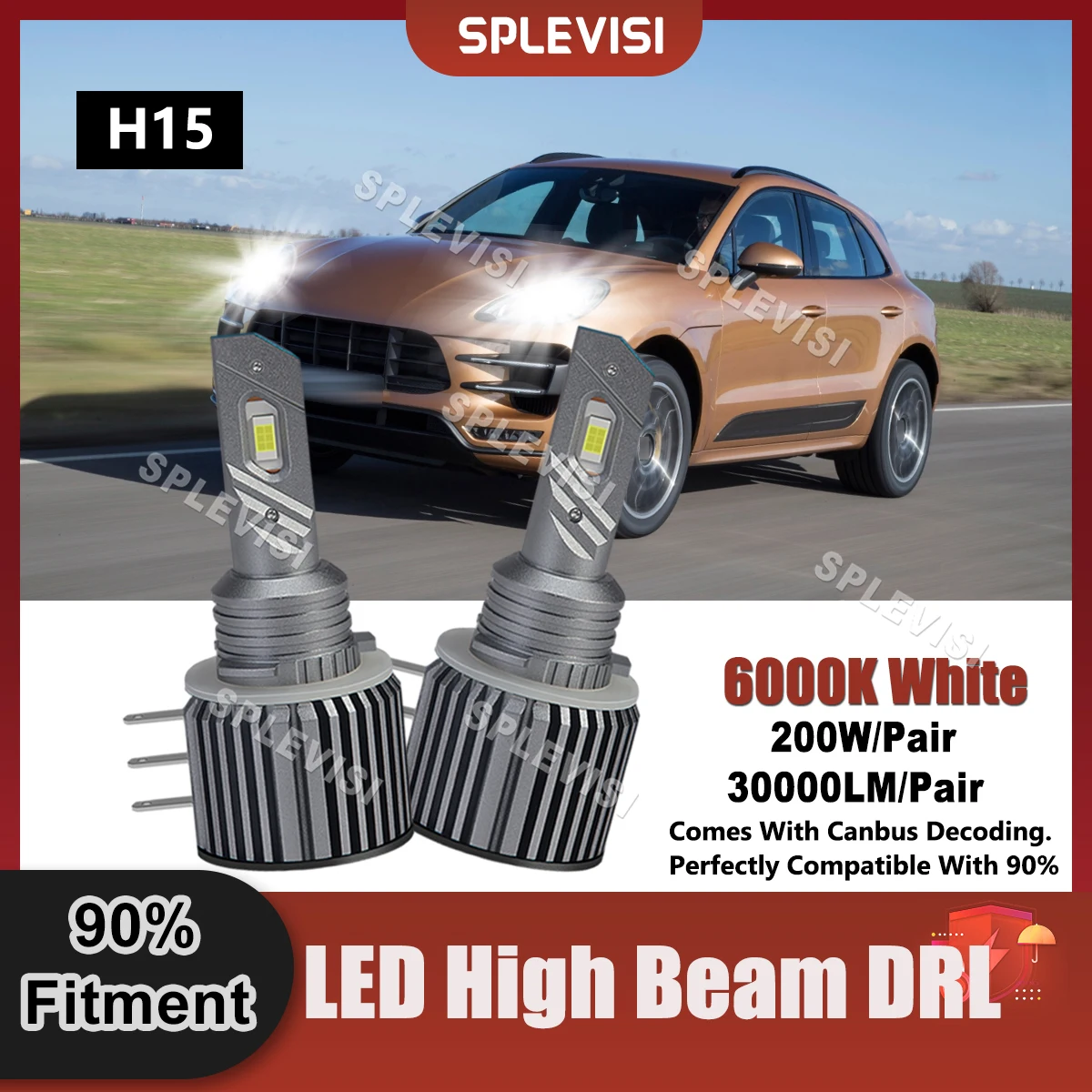 

1 Pair H15 LED High Beam/DRL Day Running Light Canbus For Porsche Macan 95B 2014 2015 2016 2017 2018 2019 2020 2021 Car Lamp