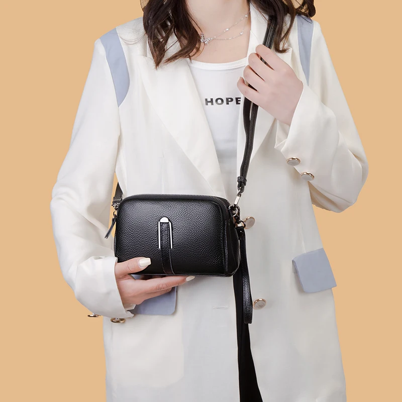 

Повседневная модная женская сумка из натуральной воловьей кожи, маленький мессенджер на плечо, сумочки через плечо для женщин