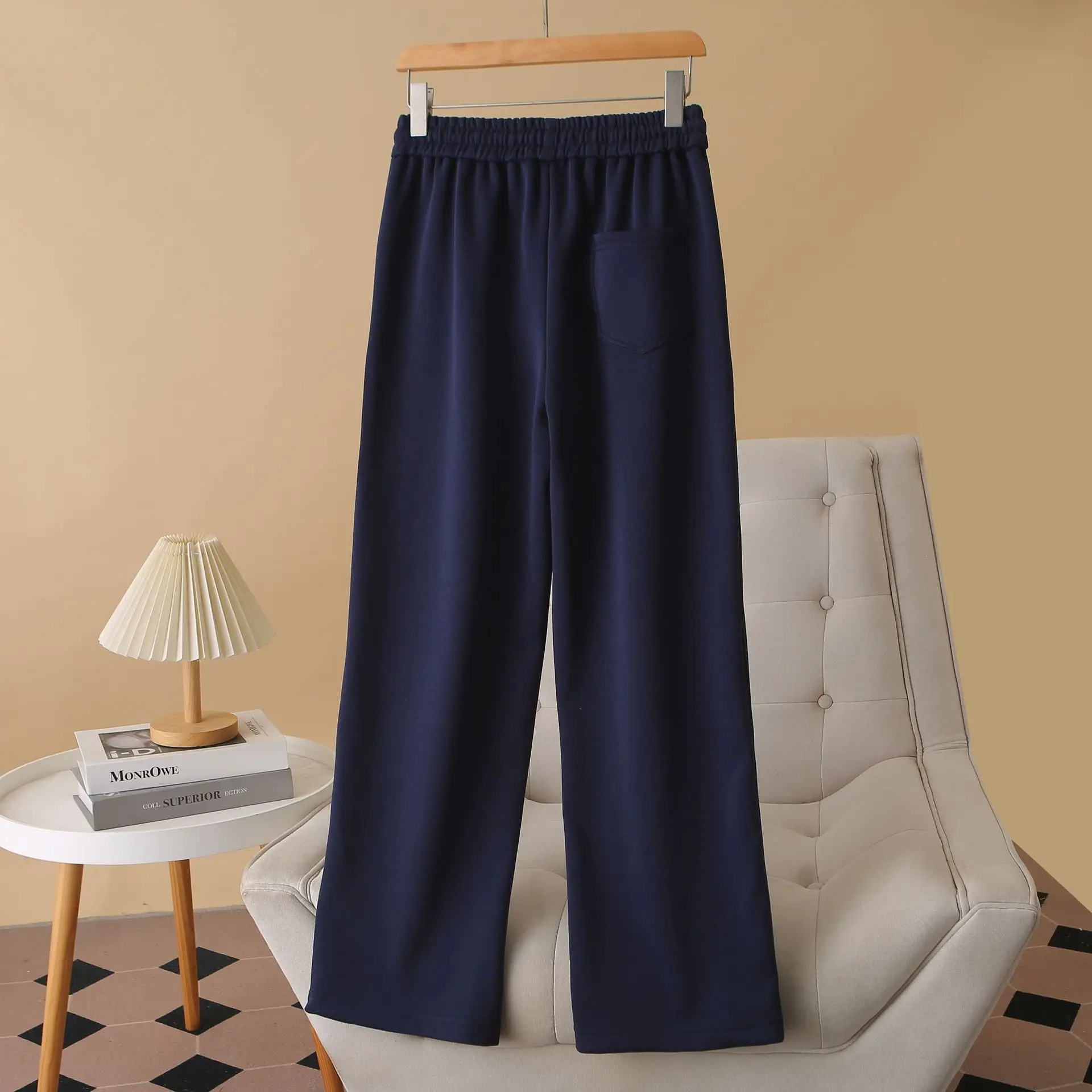 XXXXL Fashion Plus Size Women's Straight Leg Pants New Fleece And Thickened In Autumn And Winter Casual Warm Trousers 886