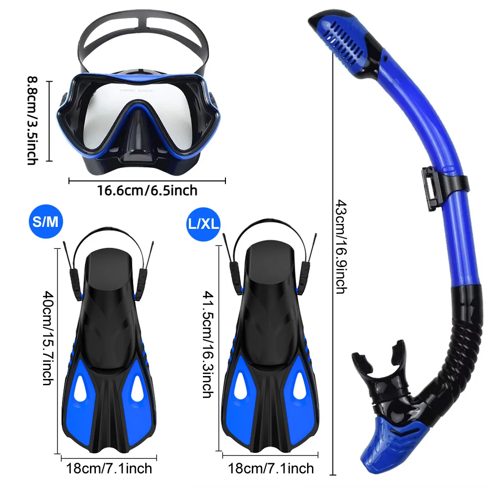 Mask Fin Snorkel Set Snorkel Gear for Adult 6