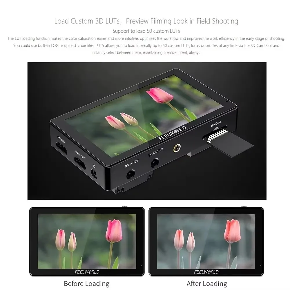 FEELWORLD LUT5 LUT5E 5.5 Inch Ultra High Bright 3000nit 4K HDMI-compatible Input Output Touch Screen DSLR Camera Field Monitor