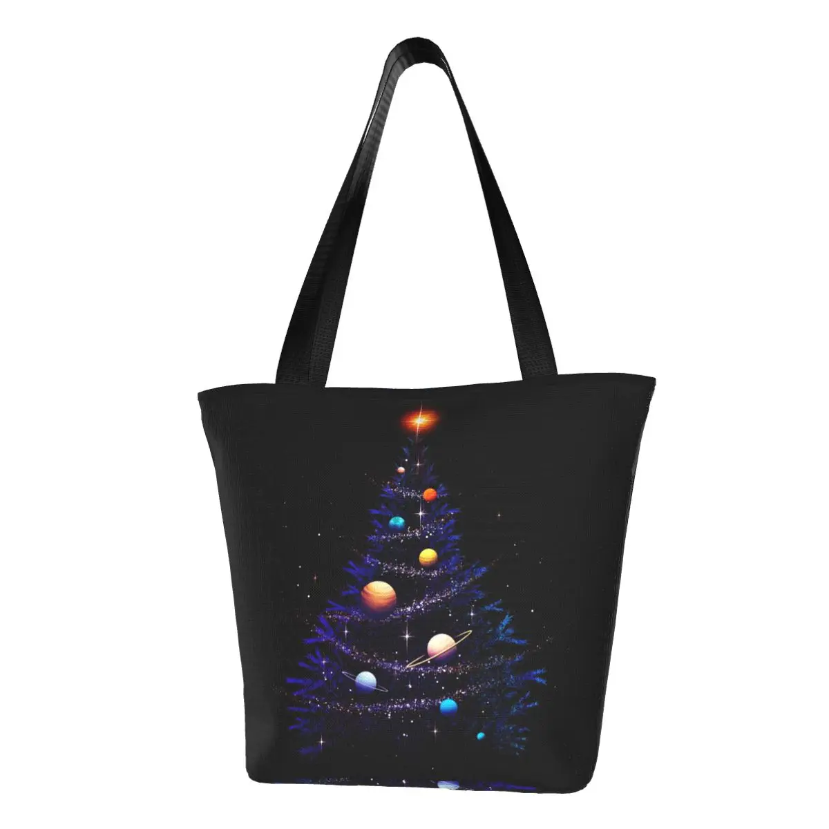 

Christmas Cosmos Shopper Bag Universe School Handbags Student Print Shoulder Bag Aesthetic Polyester Tote Bag