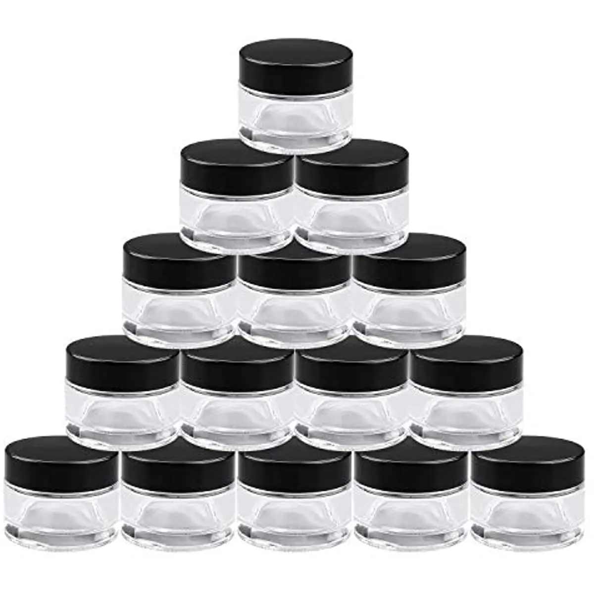 4oz Glass Jars with Lids(12 Pack), Round Glass Jars with Inner Liners and  Black Lids, Empty Cosmetic Containers for Creams, Powder