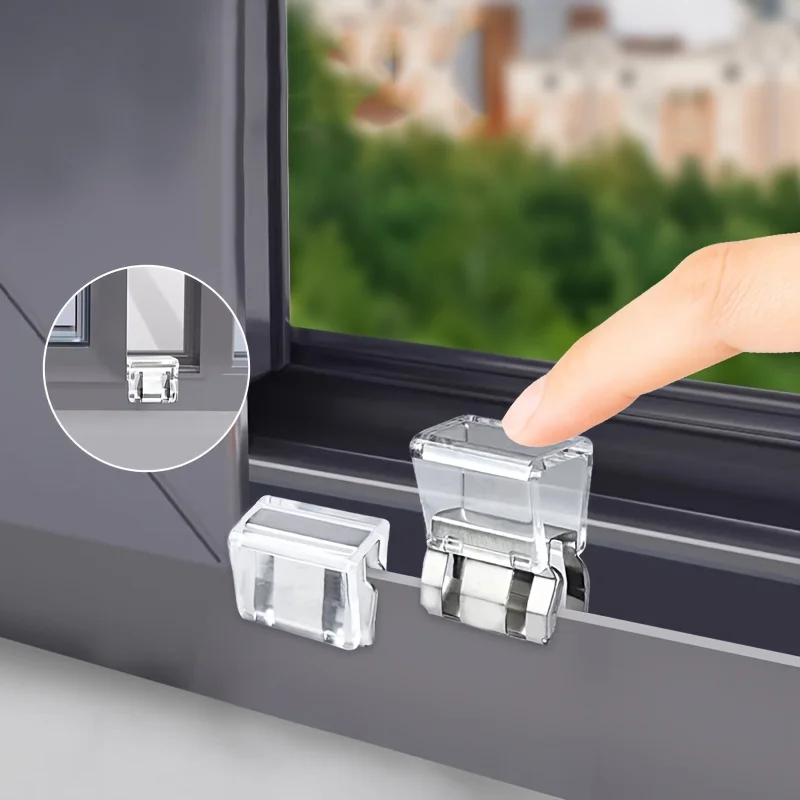 Sliding Window Lock 6-Piece heavy-duty Screen fixing clip Window rail fixing safety clip Screen and door safety plug