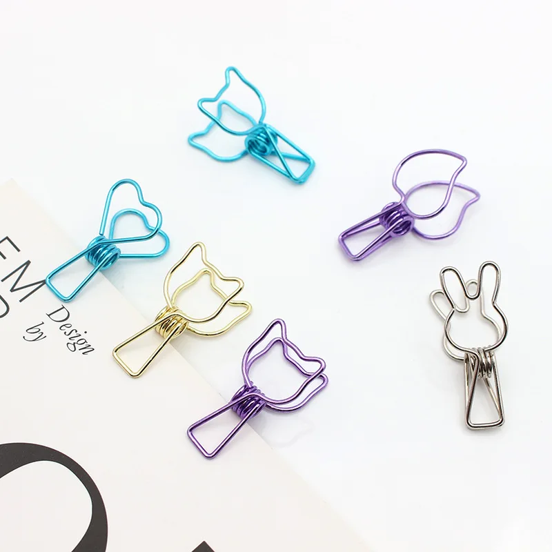 Cute Metal Creative Small Fish Clip Shape Cartoon Colorful Fishtail Clip Dovetail Ins Girl Style Stationery