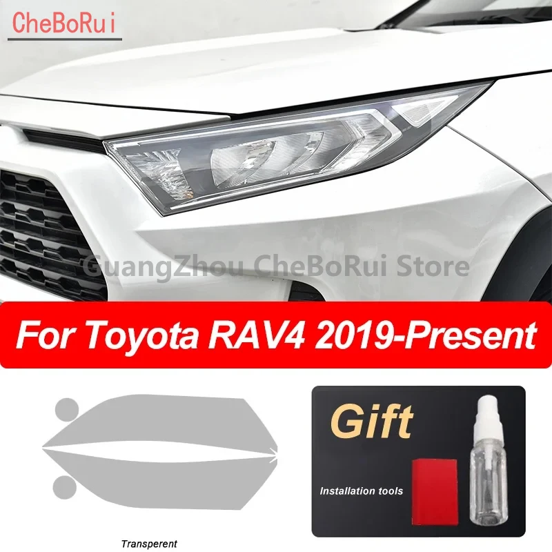 

2 Pcs Car Headlight Protective Film Vinyl Protection Transparent Black TPU Sticker For Toyota RAV4 XA50 2019 2020 Accessories