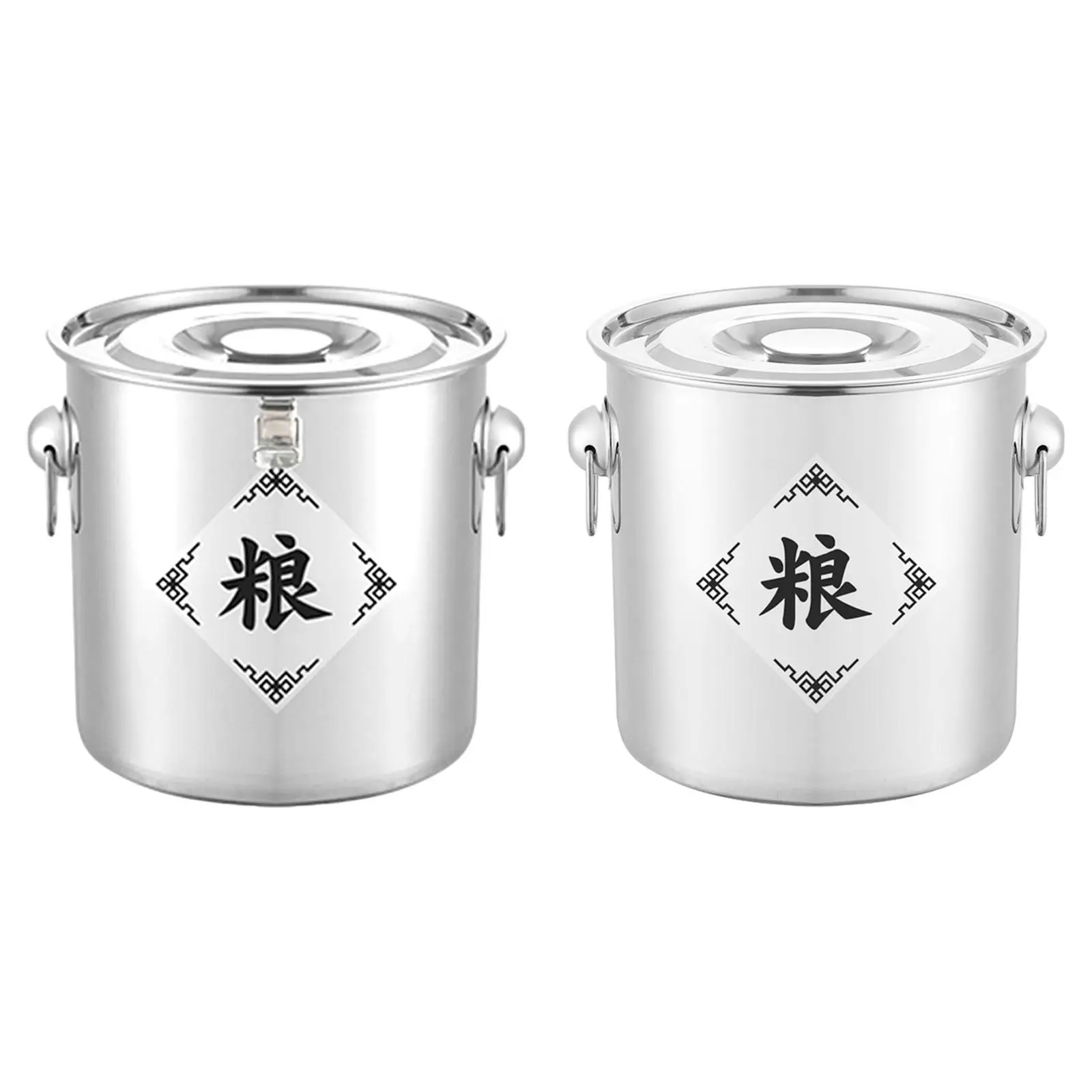 Rice Container Round Stainless Steel Pantry Storage for Grain Coffee Flour