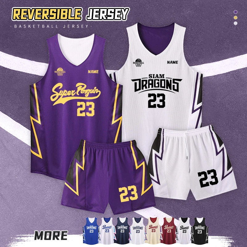 Basketball Uniform Sets Reversible Quick Dry Breathable Shirts Jerseys Adults Men Children