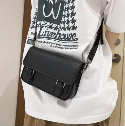 

Vintage Messenger Bag for Man Black Pu Leather Casual Small Flap Phone Purse Male Crossbody Shoulder Strap Satchels 가방 men bag
