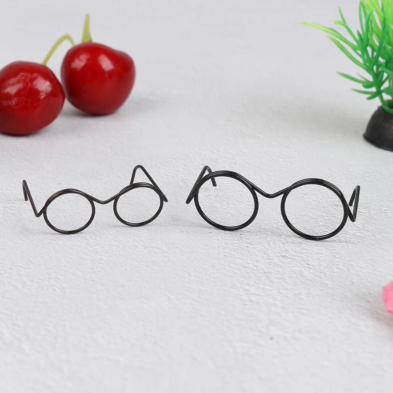 

10Pcs Fashion Round Frame Lensless Retro Cool Doll Glasses For Doll 30cm