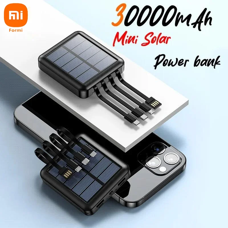 Per Xiaomi 30000Mah Solar Mini Power Bank Portable Power Bank Led 4 In1 Batteria Esterna Caricabatterie Super Veloce Per Iphone