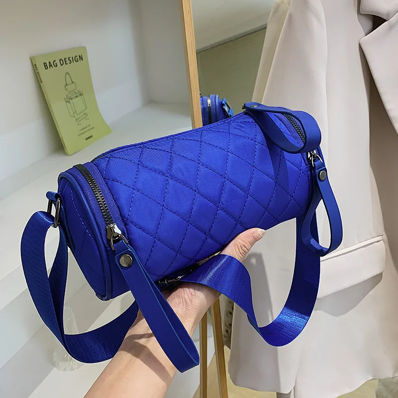 

2024 Spring and Summer Round Bags Rhombus Indentation Simple Graceful Fresh Western Style Shoulder Messenger Bag for Women