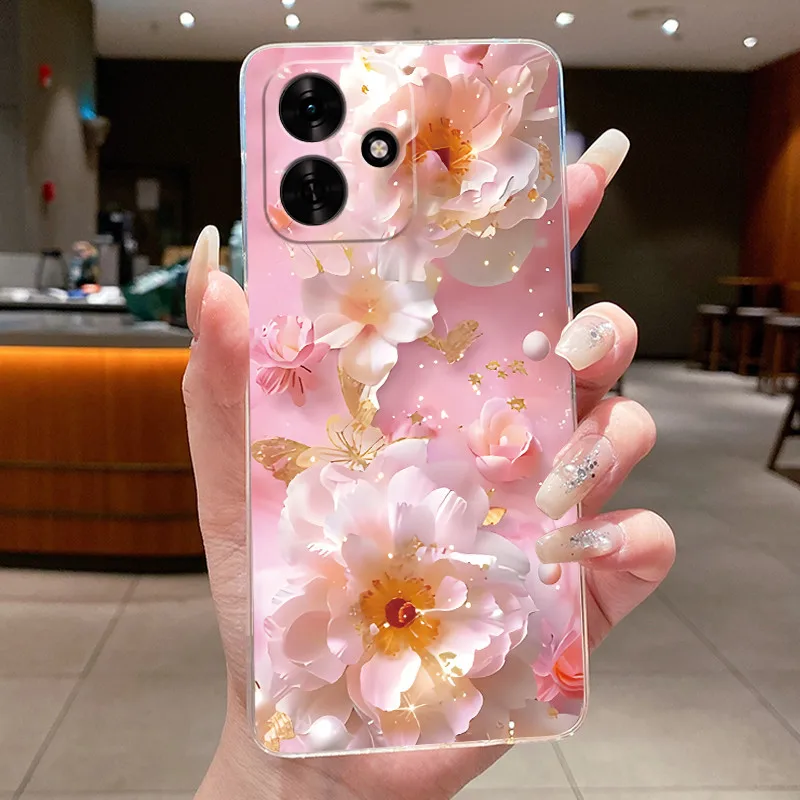Clear Luxury Fashion Butterfly Flowers Soft TPU Silicone Phone Case