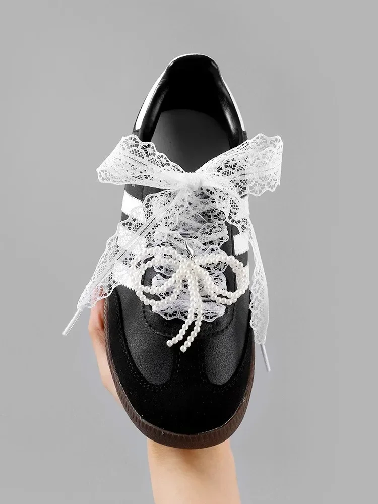 New Casual Shoes Black White Shoe Laces Fancy Lace 2.9CM Width Flat Shoelace for Sneakers Shoelaces for Women Accessorices