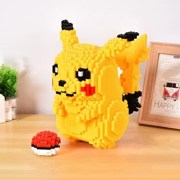 5210 Particle Pokemon Anime Pikachu Diamond Micro Building Blocks Games Model Mini Bricks Figures Decompression Toys Kids Gifts