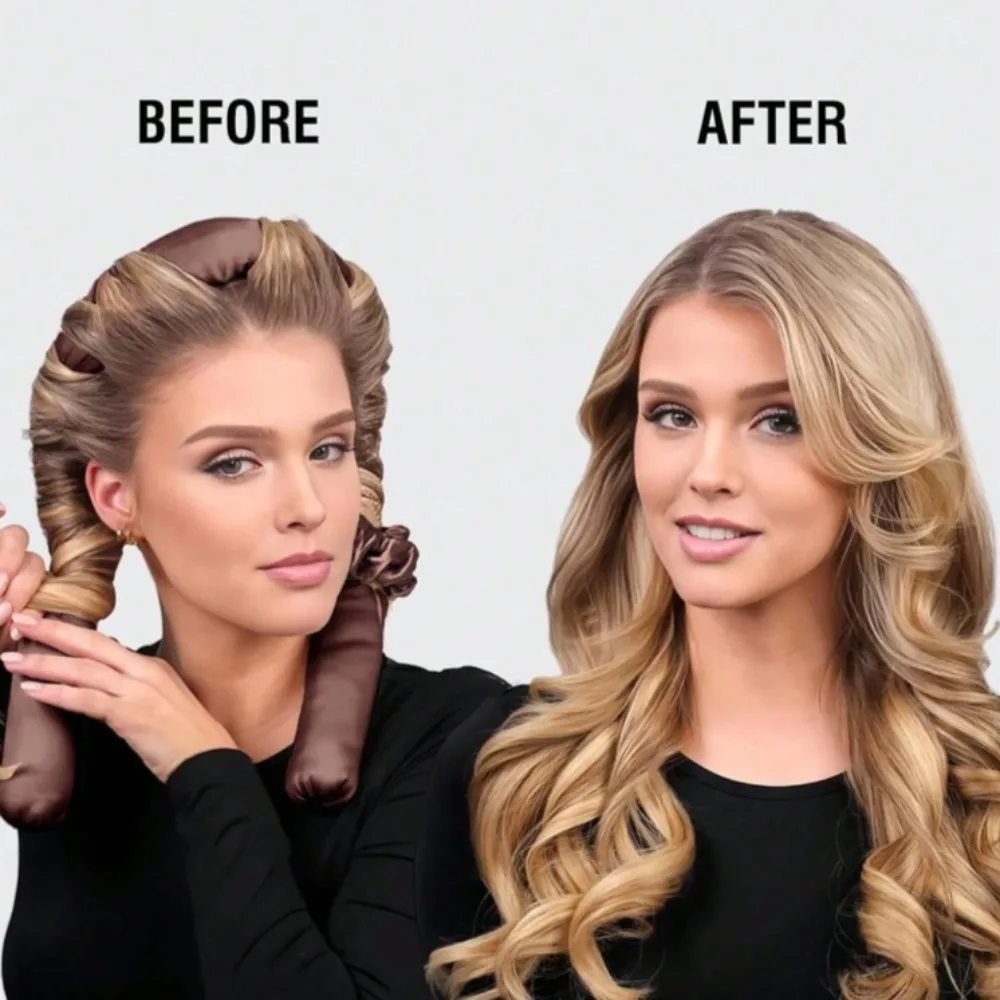 Hair Styling Tool Hair Curling Tools No Heat Hair Curler Heatless Curling Rod Headband Ribbon Hair Rollers Silk Curls Sleeping Lazy Soft Curlers