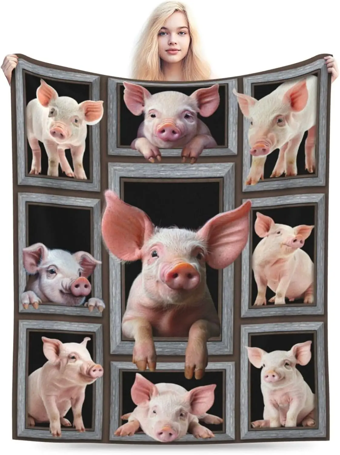 Cute Piggy Blanket Pink Fleece Blanket Super Soft Comfortable Warm Piggy Decorative Bedding for Boys and Girls Gift 2