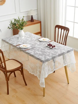 Nappe florale pliée en dentelle blanche pure, nappe pour mariages, fêtes, tables à manger 1
