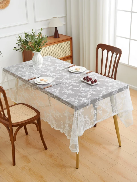 Nappe florale pliée en dentelle blanche pure, nappe pour mariages, fêtes, tables à manger 1