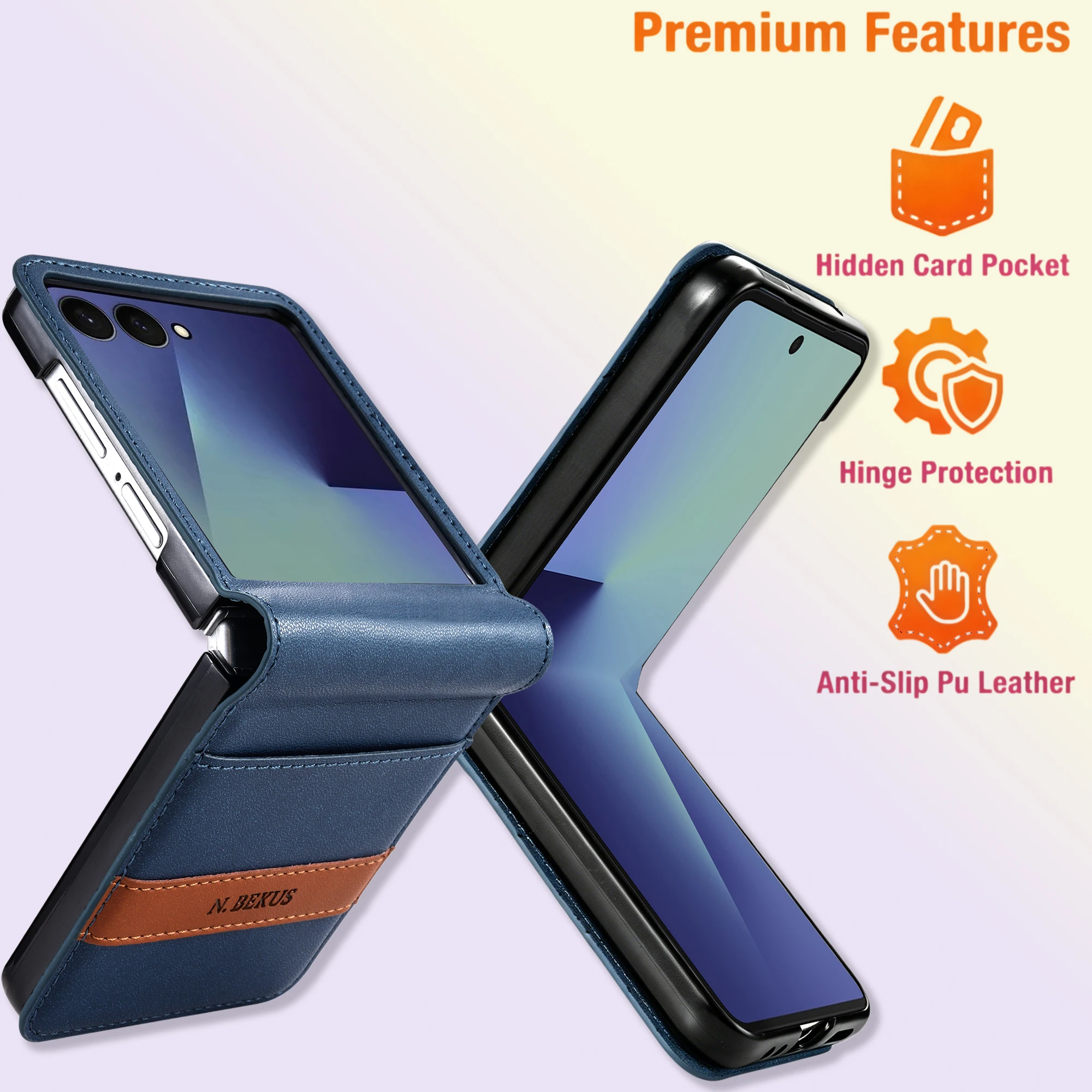 Luxury Splice Leather Wallet Card Holder Case with Kickstand and RFID Protection