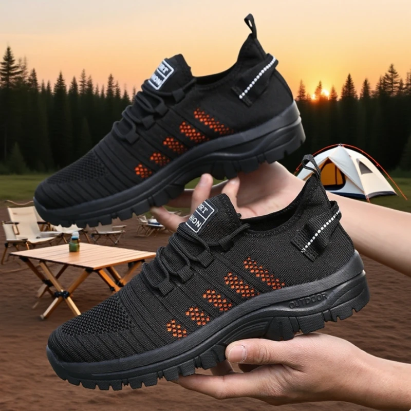 Mesh Men's Sneakers Fashionable Lightweight Breathable Knit Upper Casual Runs Shoes 2025 Stylish Fitness Footwear Designer Shoes