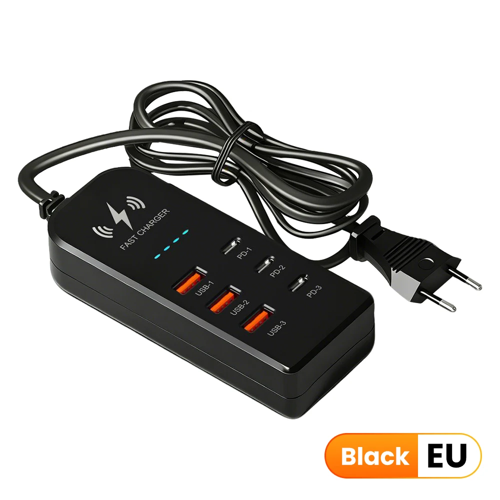 Universal Fast Charging Power Strip with USB and Type C Ports