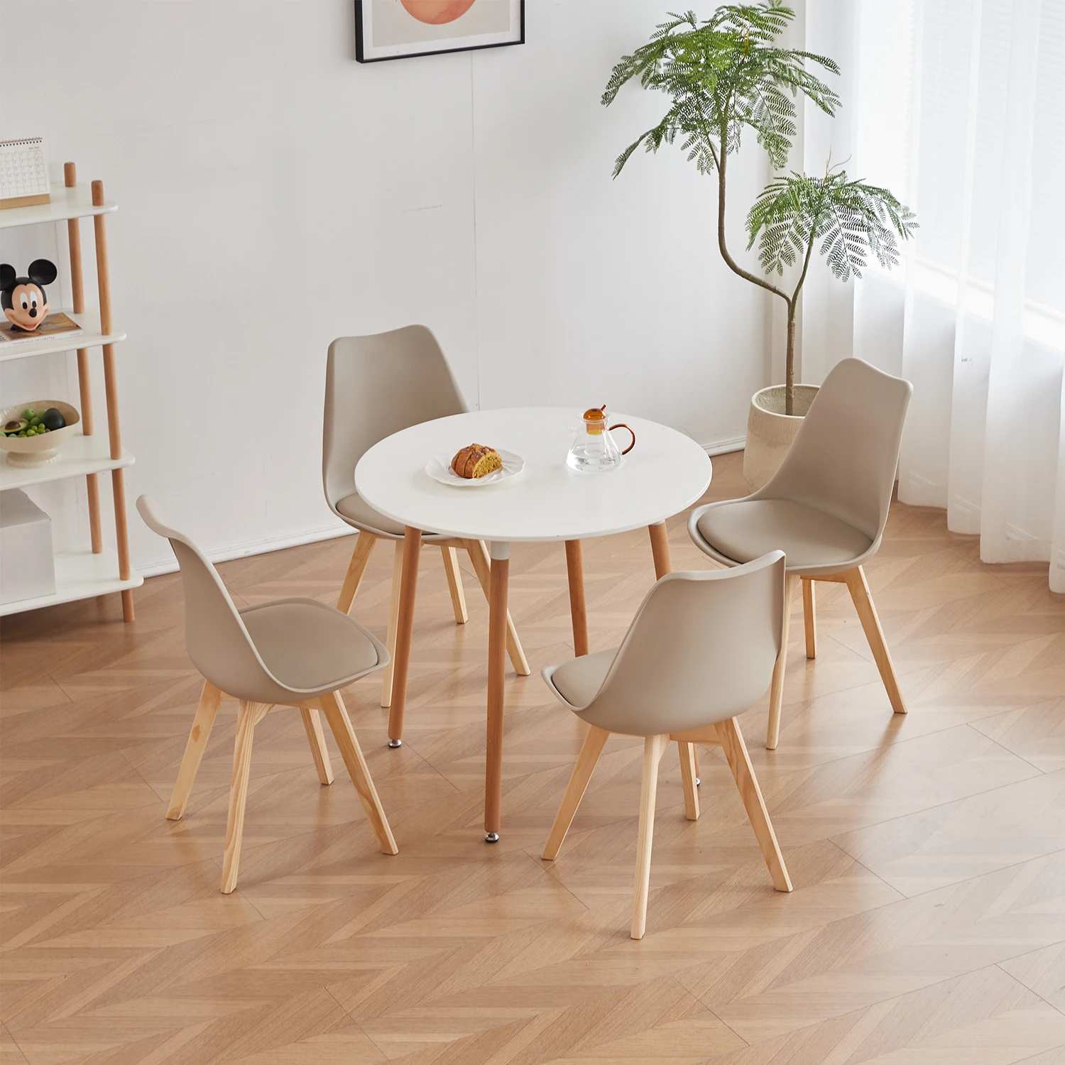 GrandCA HOME Moderner Runder Küchen-Esstisch MDF-Platte 80cm Durchmesser Wohn-Esszimmer Restaurant Inseltisch für 4 Personen – Detail 7