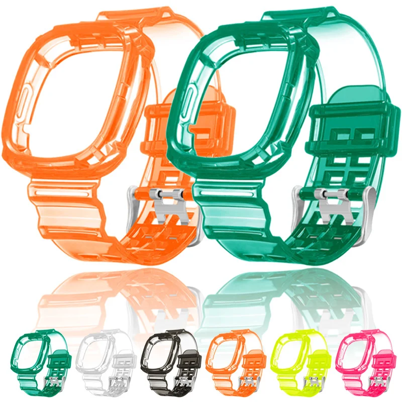 Transparent TPU Silicone Replacement Band and Case for Smartwatch Wristband Bracelet