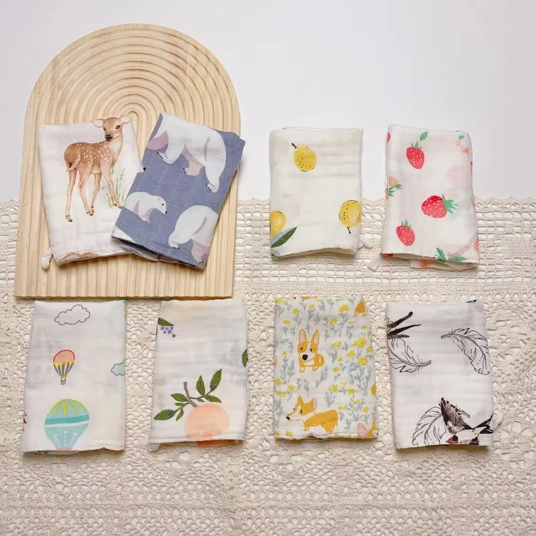 Bamboo Cotton Baby Towel Muslin Squares 4 Layer Gauze Baby Wash Face Shower Towel Newborn Items baby towel