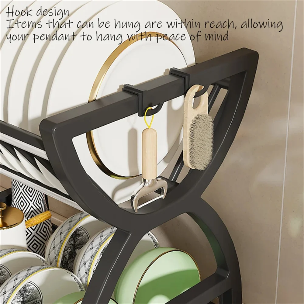 Kitchen Storage Rack – Multi Functional Rack With Dish Plate Organizer & Drainage