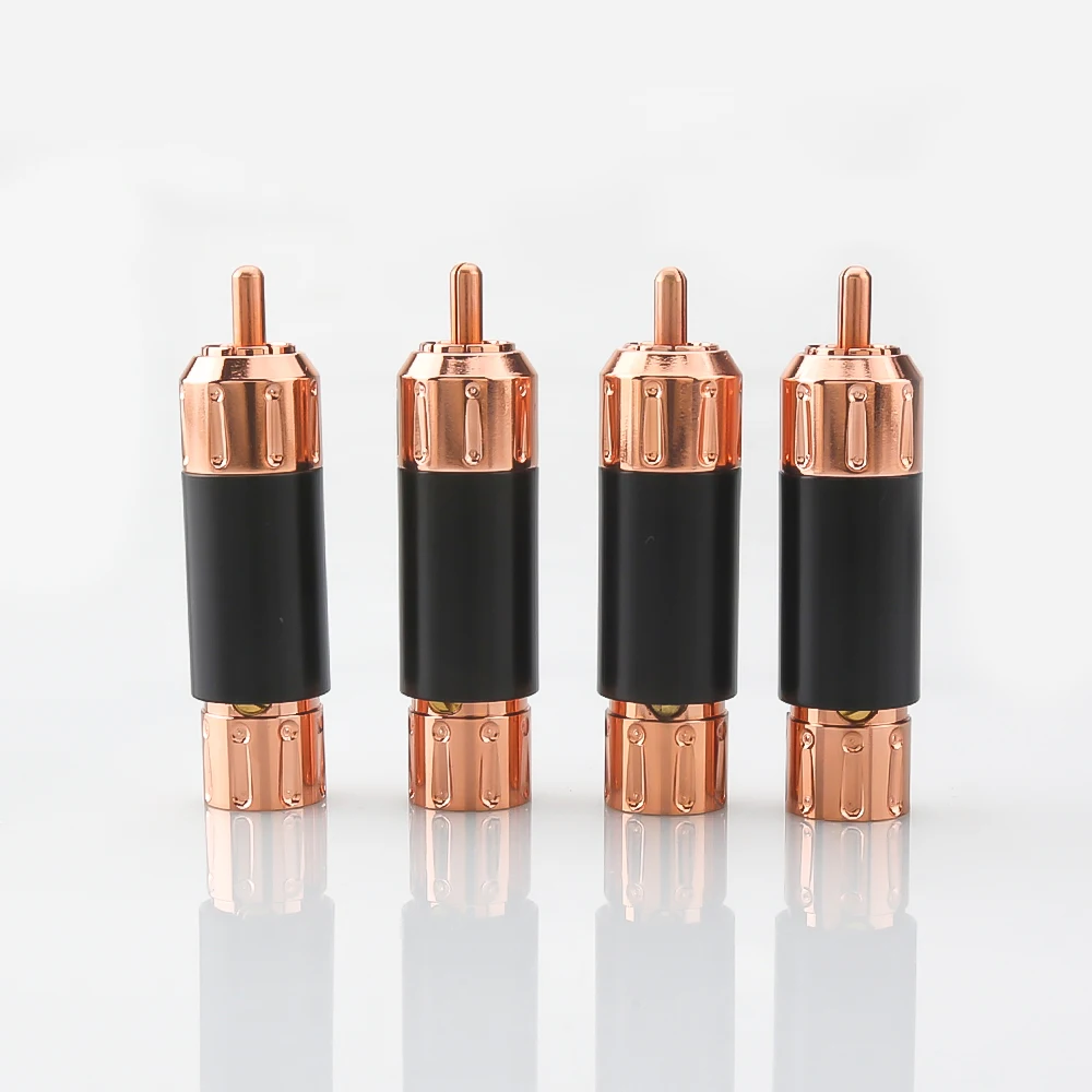 

Audiocrast R149 red copper Plated RCA Audio Plug RCA Connector RCA male plug adapter Video/Audio Wire Connector Support 9mm W